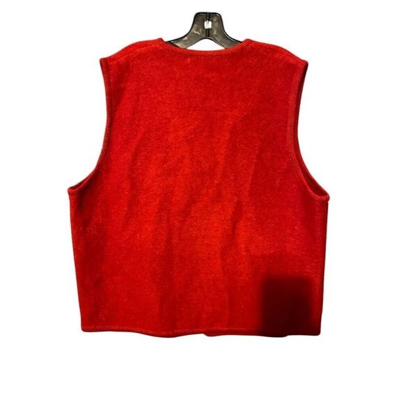Katie Todd Women's Red Wool Knit Floral Vest XL Zip Sleeveless - Picture 5 of 5